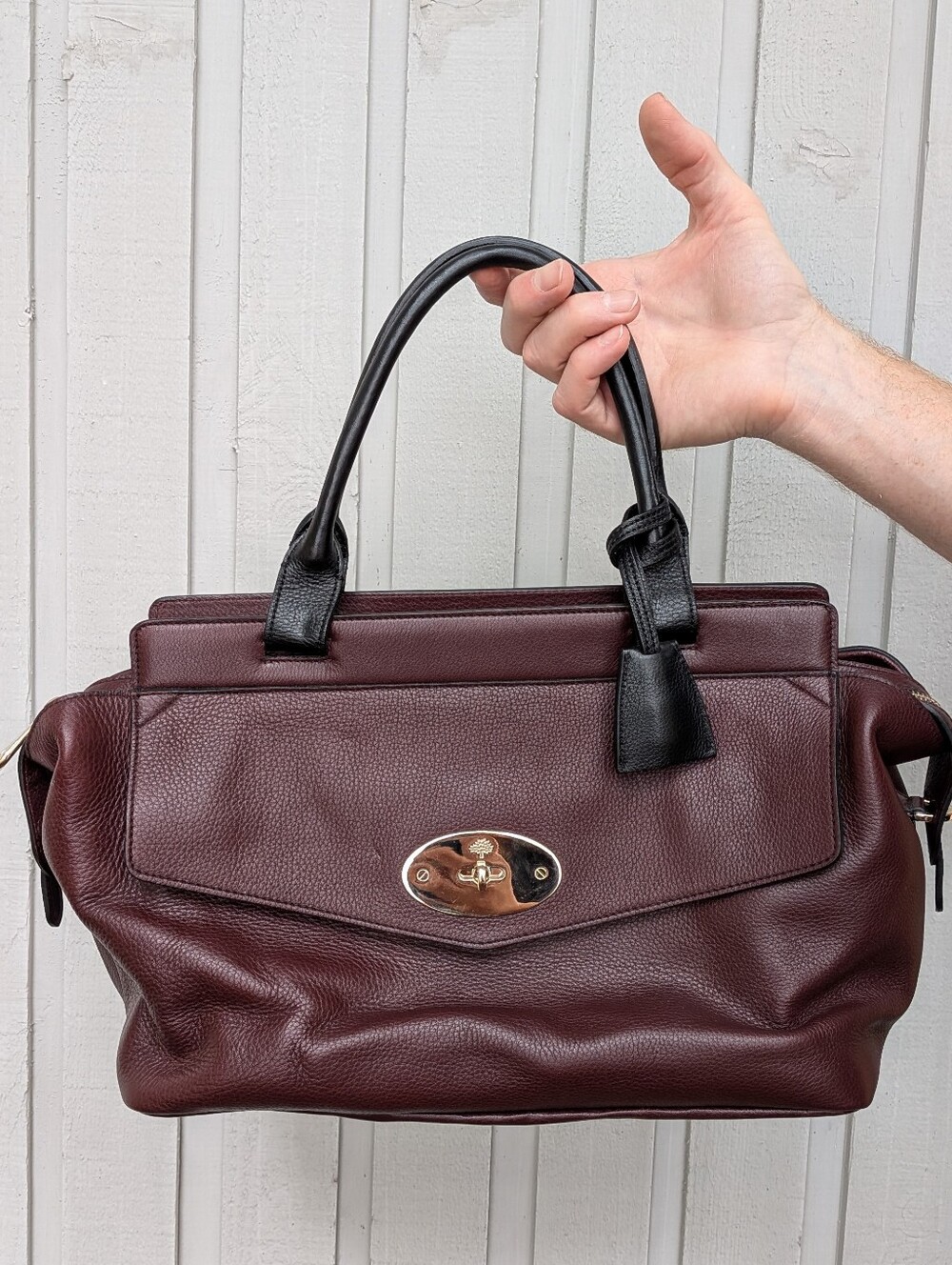 Authentic Mulberry Oxblood Bleinheim Zip Satchel
